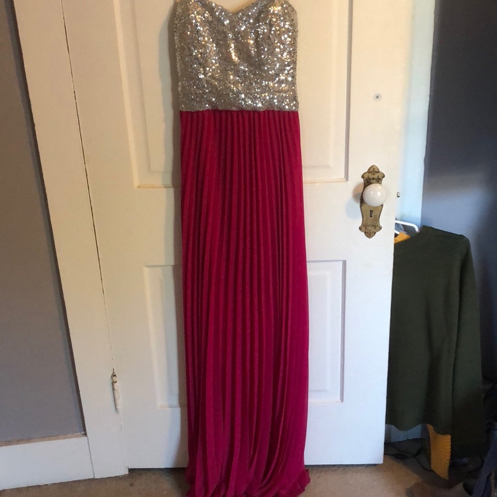 B Darlin pink and glitter prom dress